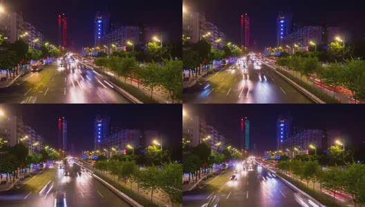 广州城市夜光交通街道路桥观4k时间流逝中国高清在线视频素材下载