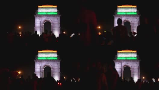 印度门德里的夜景，时间流逝高清在线视频素材下载