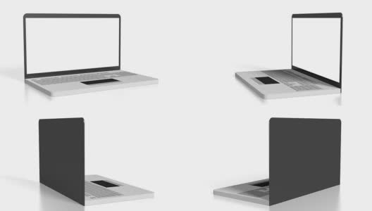 3D笔记本电脑，白色背景高清在线视频素材下载