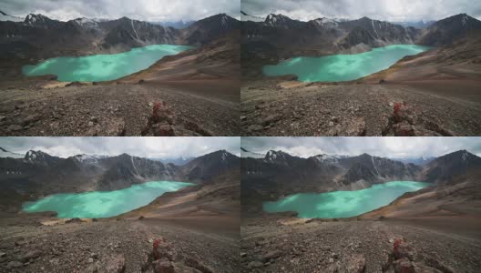 阿拉库尔湖位于吉尔吉斯斯坦天山山脉高清在线视频素材下载