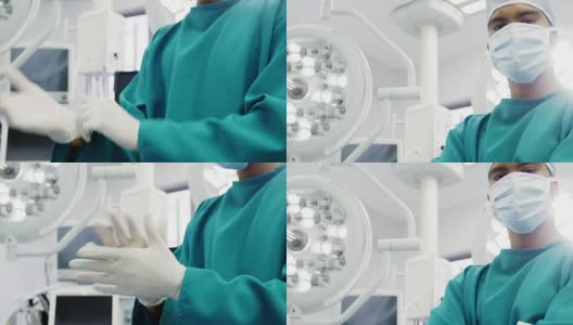 戴着外科手套的外科医生的肖像高清在线视频素材下载