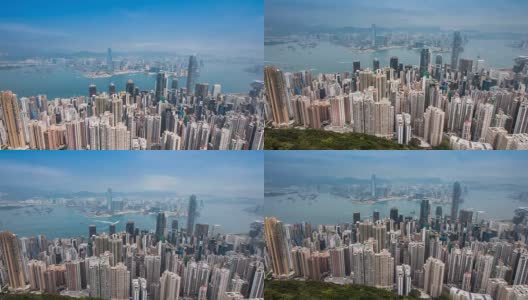 TL TD，沿太平山顶眺望香港市区天际线。高清在线视频素材下载