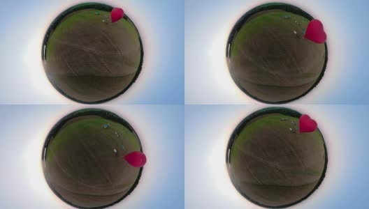 热气球在天空上空拍摄球面全景高清在线视频素材下载