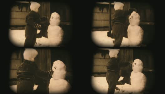 60年代的8毫米镜头，玩雪人高清在线视频素材下载