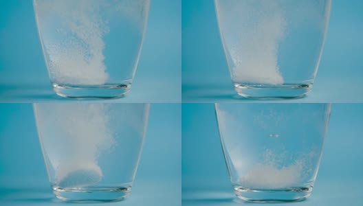 透明的玻璃杯水滴安乃静片高清在线视频素材下载
