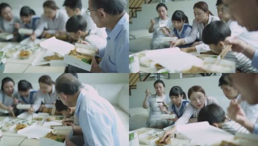 台湾家庭在一起吃午饭高清在线视频素材下载