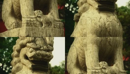 庙里石狮，历史古迹。高清在线视频素材下载