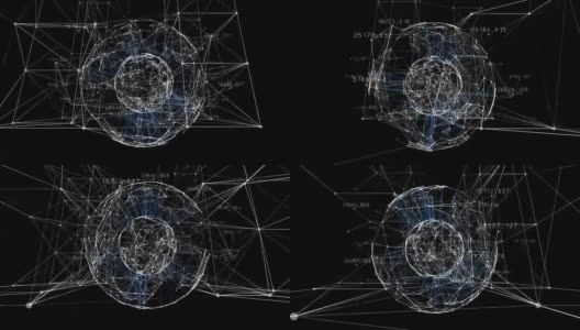 美丽的3d动画增长的商业网络移动通过网格与数字和图表。全球商业和技术概念。循环动画4K超高清3840x2160。高清在线视频素材下载