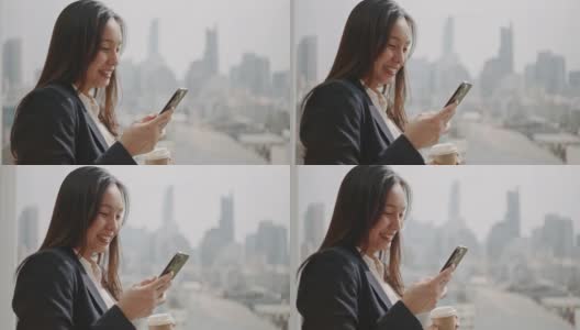 女商人使用智能手机高清在线视频素材下载