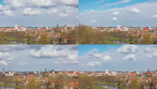 维尔纽斯的春天，立陶宛，全景延时高清在线视频素材下载
