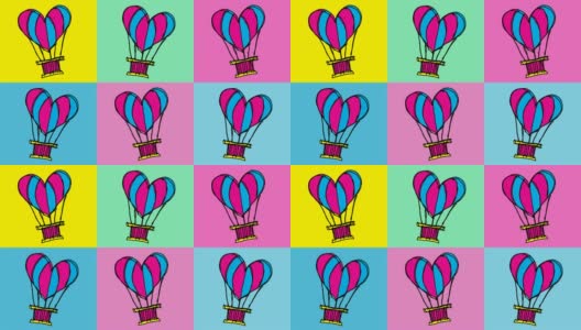 孩子们画的波普艺术无缝的背景与主题的爱气球高清在线视频素材下载