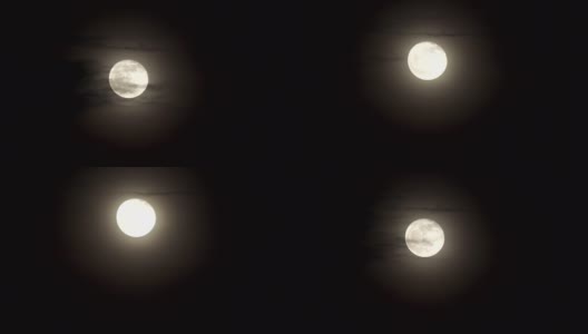 夜空中有云有月的景象高清在线视频素材下载