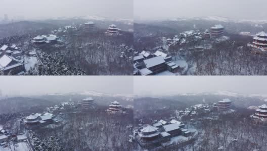 吉林雪山上的寺庙高清在线视频素材下载