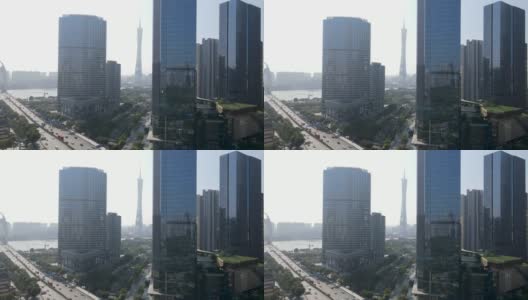 广州城市建筑景观天际线鸟瞰图高清在线视频素材下载