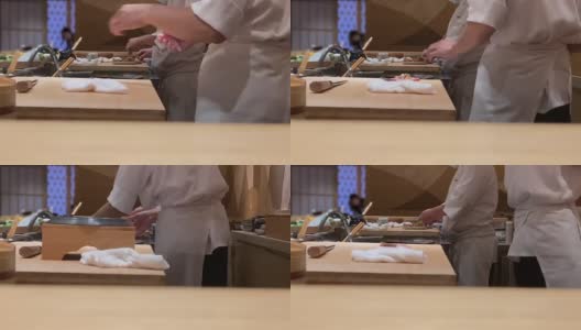 日本寿司大师厨师准备锋利的刺身刀高清在线视频素材下载