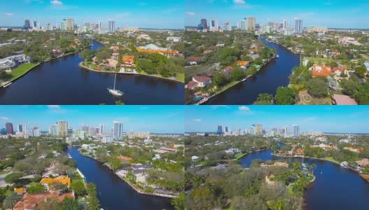 Fort Lauderdale - New River Aerial Master Shot - 4K高清在线视频素材下载