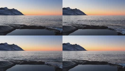 挪威北部Senja岛的奥克肖南山脉附近的日落高清在线视频素材下载