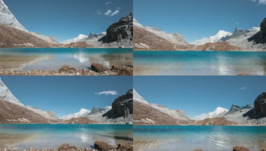 亚丁自然保护区牛奶湖石灰岩山五彩湖的延时拍摄高清在线视频素材下载