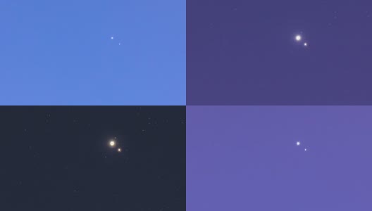 大合是一个惊人的历史天文事件。这是一幅由业余天文望远镜拍摄的木星和土星行星在夜空中出现的“圣诞之星”，令人叹为观止高清在线视频素材下载