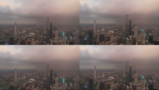 倾斜的城市景观与暴雨高清在线视频素材下载