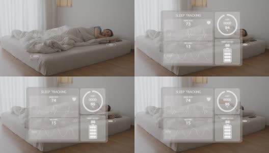 智能物联网床垫床智能传感器健康跟踪医疗技术高清在线视频素材下载