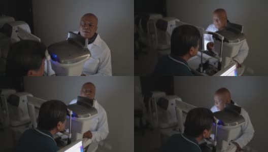 眼科医生检查病人的眼睛高清在线视频素材下载