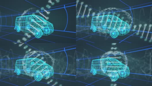 动画的dna链和人类大脑在三维绘制模型的货车和网格高清在线视频素材下载