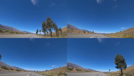 加州公路的美丽景色。从车里看到的景色。在平坦的道路上开车高清在线视频素材下载