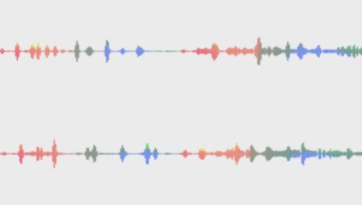 彩色音频频谱声波效果，在白色背景上循环动画。音频、音乐技术概念。高清在线视频素材下载