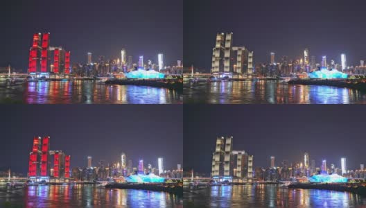 重庆天际线和长江夜景全景高清在线视频素材下载