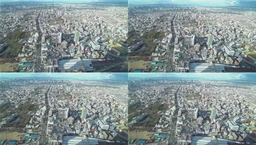 从天野寺空中拍摄大阪的城市景观高清在线视频素材下载