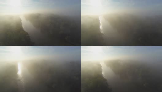 高清:直升机拍摄的河流在黎明高清在线视频素材下载
