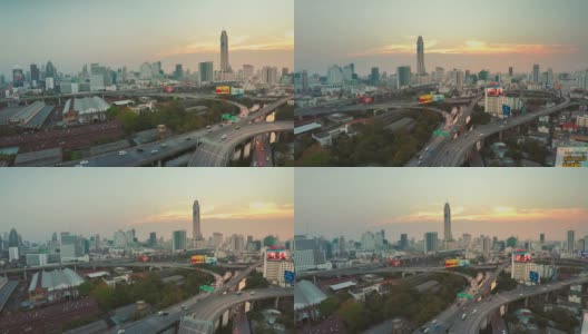 曼谷空中交通天际线高清在线视频素材下载