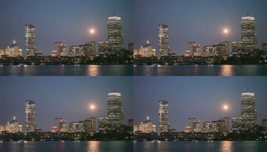波士顿后湾的满月高清在线视频素材下载