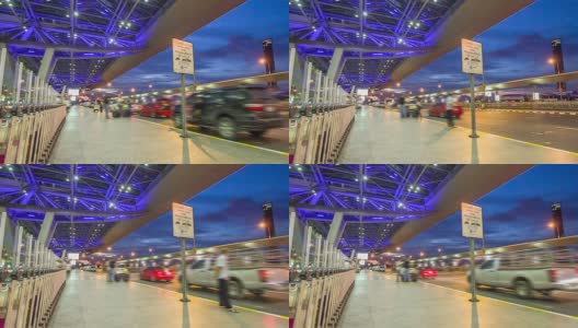 素万那普机场前的交通状况，时间流逝高清在线视频素材下载