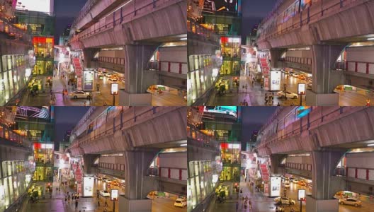 泰国曼谷BTS / Skytrain夜间街景高清在线视频素材下载