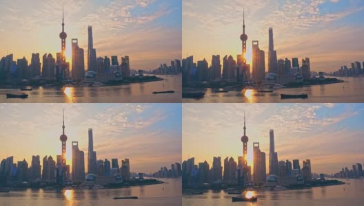 日出时的上海浦东，中国上海。高清在线视频素材下载