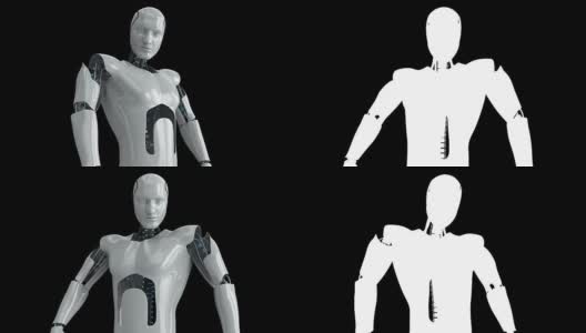 人形男性机器人缓慢转动高清在线视频素材下载