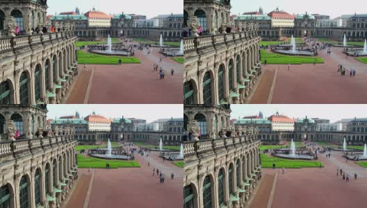 德国洛可可建筑皇家宫殿在德累斯顿，游客日。美丽的欧洲，文化和风景。旅游观光，游客观赏德国地标。世界旅行，西欧旅行城市景观，户外拍摄高清在线视频素材下载