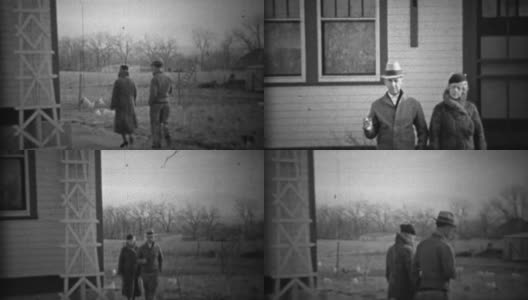 1933年:一对自豪的夫妇最近购买了新的农场地产。高清在线视频素材下载