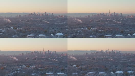 冬季市区鸟瞰图，多伦多，安大略，加拿大高清在线视频素材下载