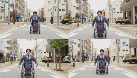 坐在轮椅上的日本人高清在线视频素材下载