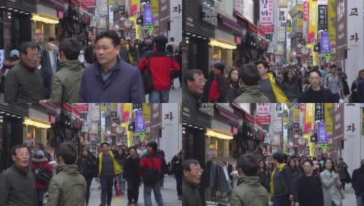 韩国首尔街头拥挤的人群高清在线视频素材下载