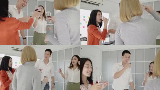 亚洲商务人士在办公室聚会有男性和女性青少年高清在线视频素材下载
