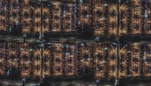 夜间室外停车场的T/L无人机视角高清在线视频素材下载