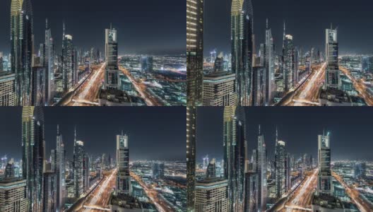 T/L PAN Dubai Skyline at Night / Dubai, UAE高清在线视频素材下载