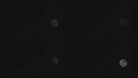 时间推移运动满月表面的环形山在黑暗的天空和夜晚的乌云中快速上升。高清在线视频素材下载