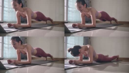 亚洲女人在家里做瑜伽高清在线视频素材下载