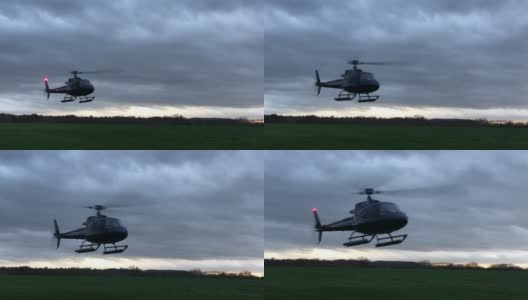 直升机降落在离摄像机很近的地方高清在线视频素材下载