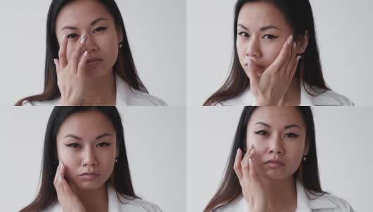 女性美容护理健康肌肤，面部轮廓高清在线视频素材下载